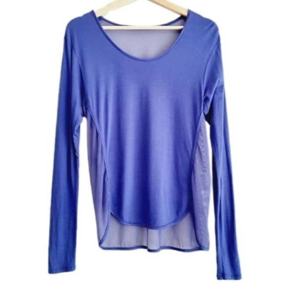 KARMA Athletic Lace Panel Long Sleeve Top Purple Sz S